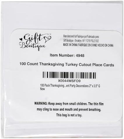 Gift Boutique 100 Pack Thanksgiving Turkey Place Cards Fall Harvest Folded Paper Name Tent Cards for Dinner Table Setting Party Wedding Decorations