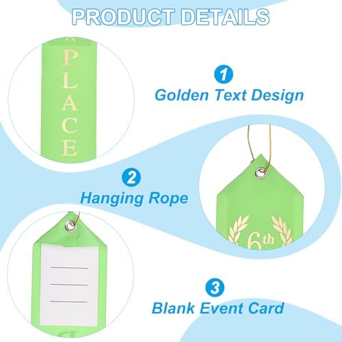 PATIKIL Award Ribbons, 36 Pcs 6th Place Prize Medal Ribbon with Event Card & Rope for Sports Events Competitions Challenges Prize Ornaments, Green
