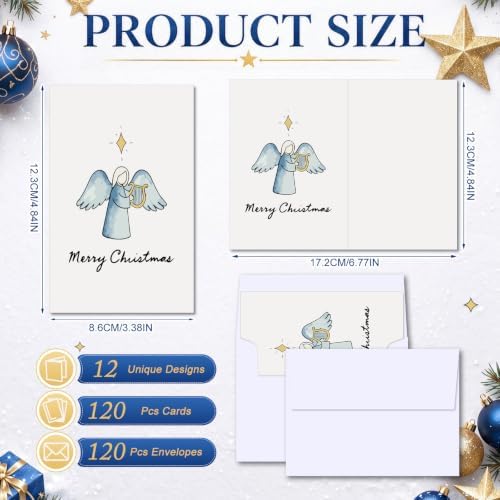 AmazingSpark 120 Pack Christian Xmas Cards with Envelope Bulk White Jesus