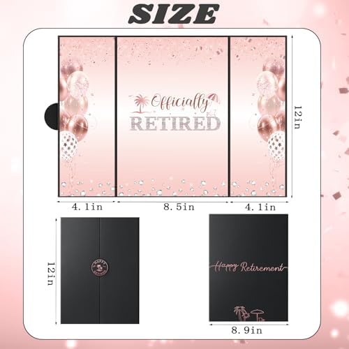 Retirement Party Decorations, Large Retird Card Signing Farewell Party Decorations Happy Retirement Guest Book Creative retirement Card for Men Women (Black Rose Gold)
