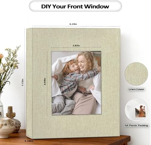 Popotop 2 Pack Photo Album 5x7 Pictures, Small Linen Slip-in Photo Albums Book for 80 Photos with 40 Pockets, Birthday Gifts for Women Mom Family Baby