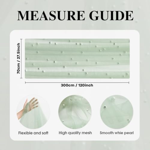 Artoid Mode 6-Pack Pearl Sage Green Gauze Table Runner 10FT Home Decor