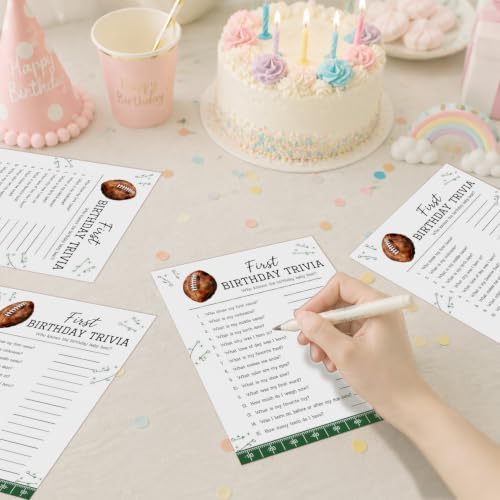 Football Themed Baby First Birthday Party Game, Who Knows The Best Game Cards, Fun Baby Shower Games for Guests, Football Party Decor Supplies, Sports Boy Birthday Activity Card Games Supplies Decor