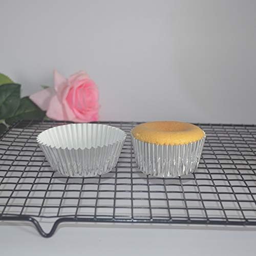 Elegant Silver Foil Cupcake Liners Standard Baking Cups for Wedding, Party and More, 120-Count