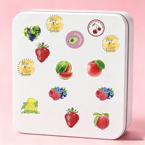 500PCS Fruit Stickers Rolls 8 Styles Summer Fruits Sticker 1in Self-Adhesive Waterproof Vinyl Stickers Decor for Back to School First Day of School Party Supplies Envelope Scrapbook Decorations