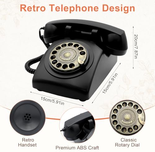 Audio Guest Book Wedding Phone, Customized Audio Messages, Retro Rotary Audio Guestbook for Wedding, Baby Shower, Birthday Party, Anniversary, Graduation (Matte Black)