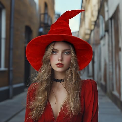 Women's Witch Hat with Shapeable Wide Brim and Adjustable Drawstring