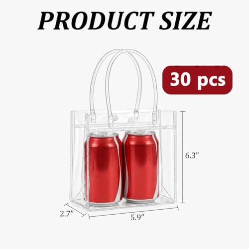 MAQIHAN Clear Gift Bags with Handles - Party Favor Candy Bags Transparent