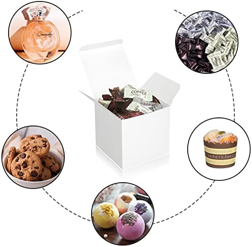 100 Pack Small Gift Boxes, 3x3x3 Inches Favor Boxes White Paper Gift Boxes with Lids for Presents, Crafting, Cupcake Boxes, Gifts, Candy Boxes for Wedding Party Bridal Shower Baby Shower Favors