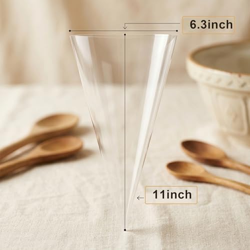 120 Pcs 6.3x11”Triangle Cello Cellophane Treat Bags with 140 Twist Ties