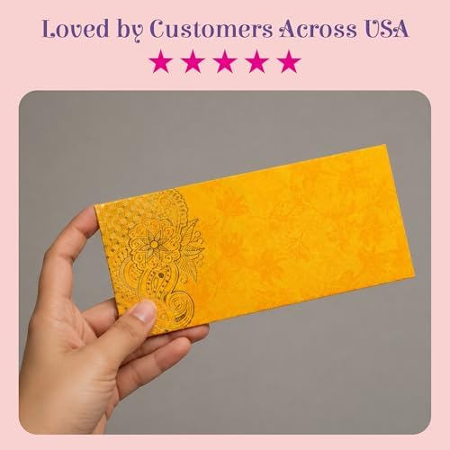 LoveNspire Money Envelopes (7.5 x 3.5 Inch) Decorative Paisley Pattern Shagun Lifafa for Indian Wedding, Birthday | Cash Gift Holder & Home Savings Organizer Pack of 50