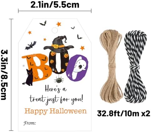 Alynta Halloween Tags with String 50Pcs Happy Halloween Paper Gift Tags