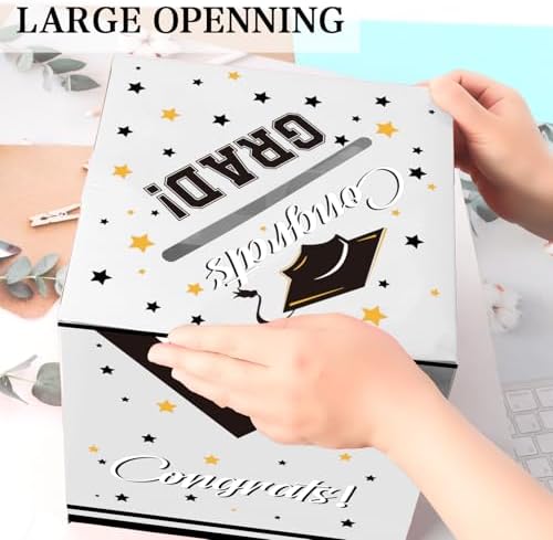 Graduation Card Box, Graduation Party Decorations 2026, White Graduation Box, Graduation Card Holder, Foldable Cardboard Congrats Grad Card Gift Box for Graduation Party Supplies Party Favors