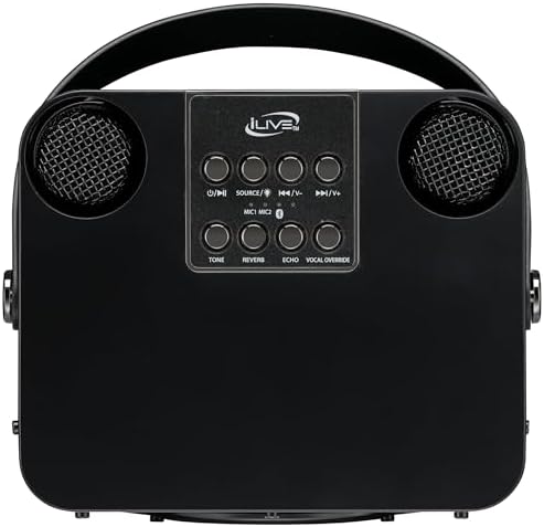 iLive Bluetooth Karaoke Machine with 2 Wireless Microphones & LED Lights