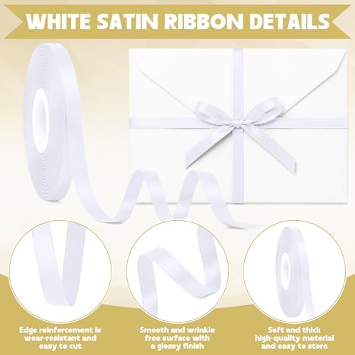 30 Yards Thin White Ribbon 3/8 in for Gift Wrapping Wedding Bridal Shower