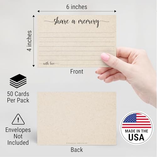 321Done Share a Memory Cards for Celebration of Life, 4x6, Set of 50, Tan