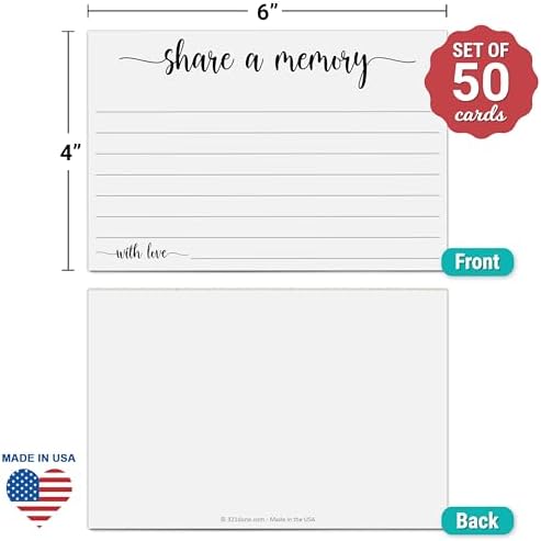 321Done Share a Memory Cards for Celebration of Life, 4x6, Set of 50, White