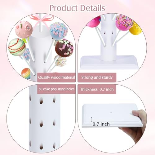 2 Pack Cake Pop Stand Display Wood Lollipop Tree Holder for Birthday