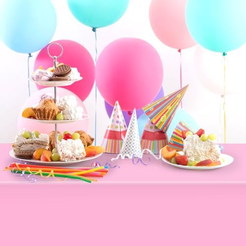 Hxezoc 3 Pack Pink Disposable Plastic Tablecloth, 54 x 108 Inches Waterproof Table Cover for Wedding Birthday Party Baby Shower Decorations Outdoor Indoor Party Supplies