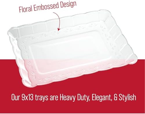 Plasticpro Plastic Serving Trays - Serving Platters Rectangle 9X13 Disposable Party Dish Includes 4 Trays