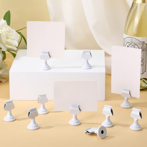 Kathfly 36 Pcs Table Number Holders Metal Place Card Clip,White