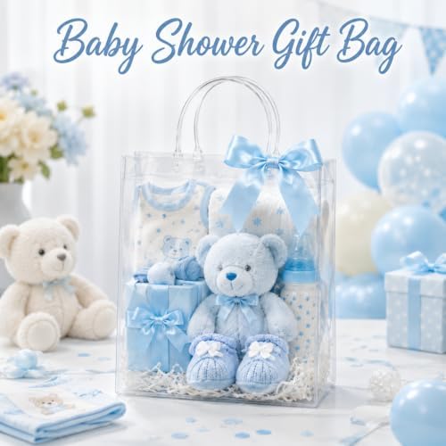 MAQIHAN Clear Gift Bags with Handles - X-Large Clear Party Favor Bags
