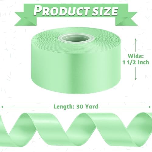 30 Yards 1 1/2 in Apple Green Ribbon for Easter Christmas Gift Wrapping