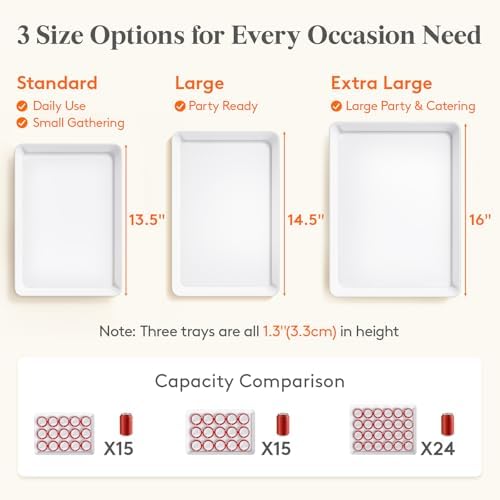 Lifewit 8 Pcs Extra Large Serving Trays for Party, 16" x 12" Food Platters