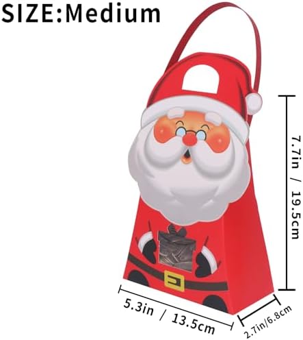 CcXxMming 30 PCS Christmas Party Favor Bags for Kids,Christmas Gift Bags with Handles, Paper Candy Boxes with Window,Xmas Goodie Boxes with Stickers for Children Winter Birthday（Medium）
