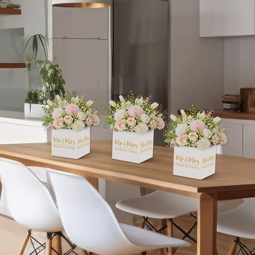 Cinrobiye 24 Pcs Wedding Centerpieces for Tables, Mr & Mrs Centerpiece Boxes for Wedding Reception Decorations, Bridal Shower, Engagement Party, Baby Shower, Wedding Favor and Table Decor