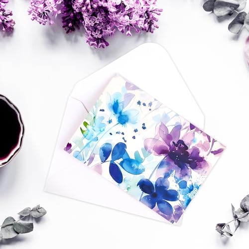 FUHITIM 48 Pack Blank Cards and Envelopes, Watercolor Flowers Blank Greeting Cards, Blank Cards for All Occasion