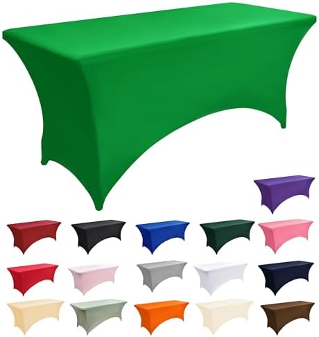 2-Pack 6ft Spandex Table Covers for Rectangle Standard Folding Tables - Wrinkle Resistant Stretch Tablecloths - Ultimate Fitted Table Protector for Parties, Trade Shows, Banquet
