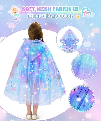 Princess Dress Up for Girls, Unicorn Light up Princess Cape Princess Dress