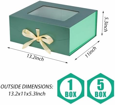 Large Gift Box for Presents with Ribbon 13.2x11x5.3 Inches Clear Gift Box with Window Magnetic Closure Gift Boxes with Lids