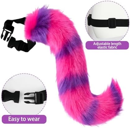 Cat Ears and Tail,Wolf Fox Ears Long Tail and Bell Lace Choker Set for Halloween,Animal Cosplay Party Costume