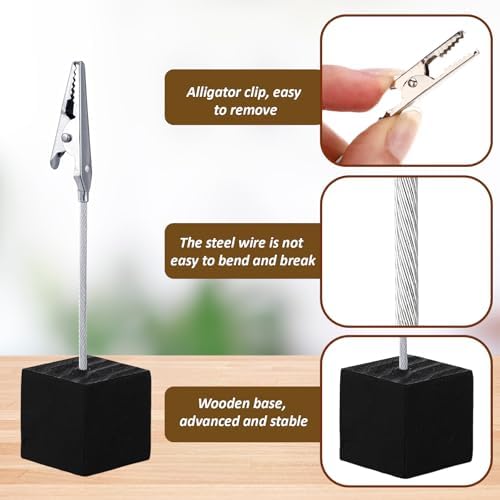 100 Pcs Cube Base Memo Clip Holder with Alligator Clip, Black