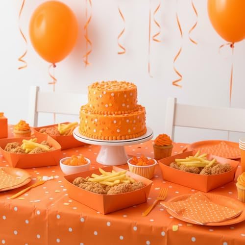 25 Pcs Paper Food Tray 4 lb Large Food Boats Nacho Plates Disposable Serving Snack Trays Large Paper Trays Boat for Nachos, Hotdogs, Tacos, Fries (Orange)
