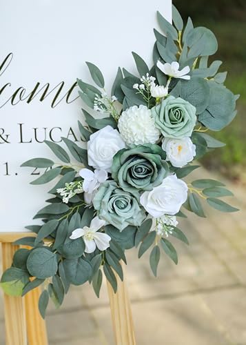 Artificial Sage Green Wedding Arch Flower Floral Swags Set of 2