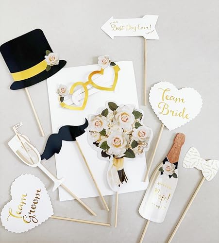 Wedding Photo Booth Props, DIY Wedding Decoration Unique Romantic Party Props, Paper Board Selfie Props with Easy Assembly Kit for Wedding, Bridal Shower, Engagement, Bachelorette Party