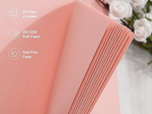 potricher 12 x 12 Inch Large DIY Scrapbook Photo Album 80 Pages, Pink