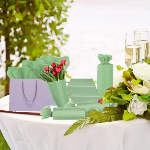 100 Sheets Sage Green Tissue Paper 14 x 20 Inches Sage Green Wrapping Paper Bulk for Weddings Birthday DIY Project Christmas