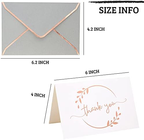 Winoo Design Heavy Duty Thank You Cards with Envelopes - 36 PK - Gold Thank You Notes 4x6 Inches Baby Shower Cards Wedding Small Business Graduation Funeral Bridal Shower (Rose Gold)