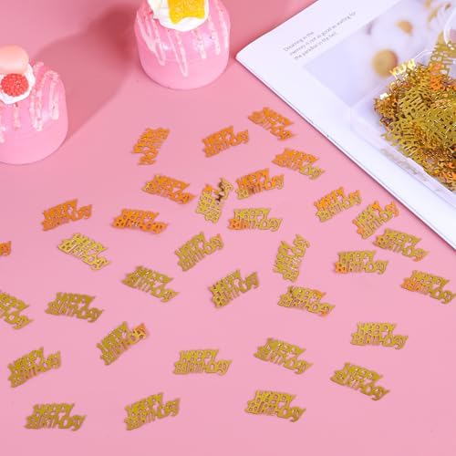 Happy Birthday Gold Confetti for Table - Party Decoration Supplies, Perfect for Sprinkling Scatter and Table Decorations