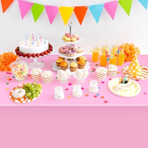 Hxezoc Pink Disposable Plastic Tablecloth, 54 x 108 Inches Waterproof Table Cover for Wedding Birthday Party Baby Shower Decorations Outdoor Indoor Party Supplies