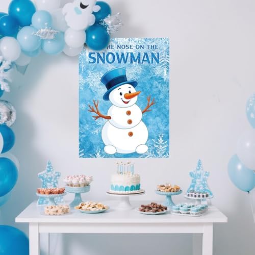 Faccito Pin The Nose on The Snowman Game, 24 Stickers 1 Blindfold
