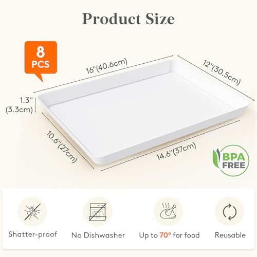 Lifewit 8 Pcs Extra Large Serving Trays for Party, 16" x 12" Food Platters