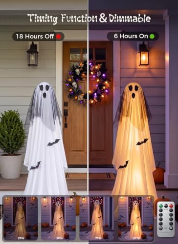 Minetom 2 Pack 5 FT Halloween Ghost Decorations Light Up Ghosts Outdoor