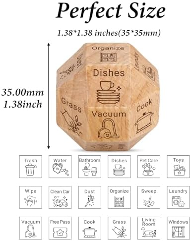 Chore Wooden Dice Games for Couples Families Funny Decision Cleaning Activity Dice Decider Wedding Gifts for Newlyweds Wife Husband Anniversary Wood Gift for Him Her Mom Dad Friends Coworker Christmas