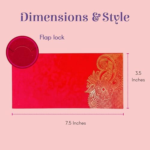 LoveNspire Money Envelopes (7.5 x 3.5 Inch) Elegant Floral Paisley Pattern Shagun Lifafa for Indian Wedding, Birthday | Cash Gift Holder & Home Savings Organizer Pack of 10