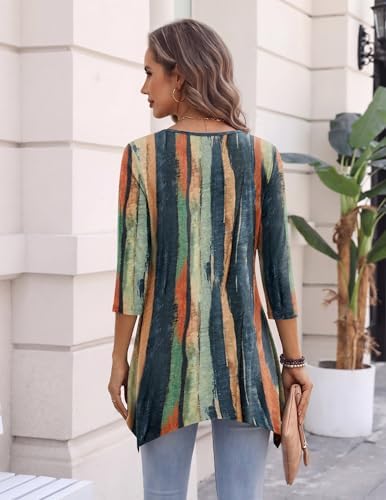 Zeagoo Womens Tops 3/4 Sleeve Loose Fit Dressy Tunics Plus Size Boho Shirts